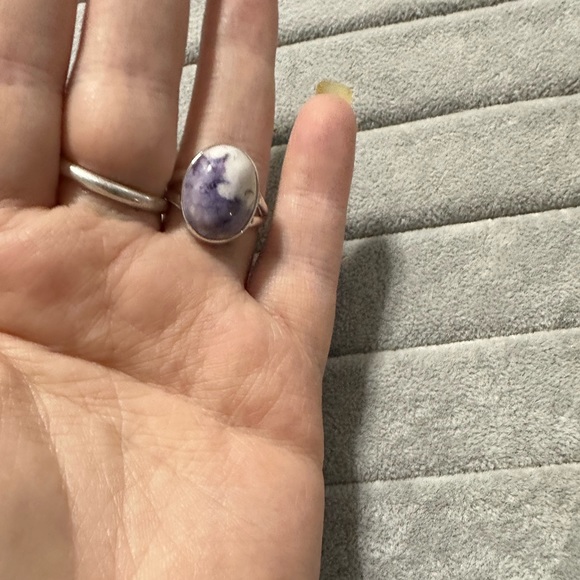 New Sterling Silver Purple Oval Morado Violet Flame Opal Ring Sz 8 Crystal - Picture 9 of 16